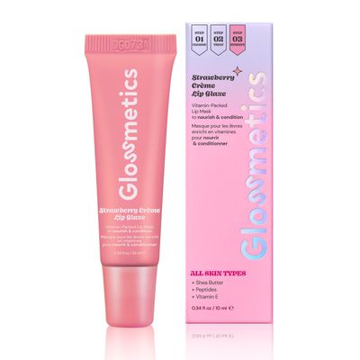 Glossmetics Strawberry Creme Lip Glaze - Overnight Lip Mask for Dry Lips. Fruit Butter Lip Mask, Hydrating and Moisturizing Lip Balm for Soft, Smooth Lips. Pink, 10ml