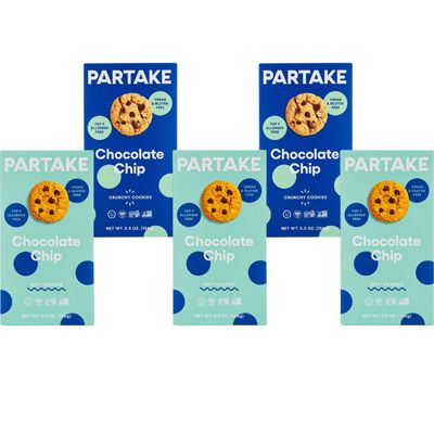 Gluten Free Chocolate Chip Lovers&#39; Vegan Cookies by Partake - 5 Pack Non-GMO, Allergy-Friendly No Peanuts, Soy, Dairy, Tree Nuts, Contents May Vary.