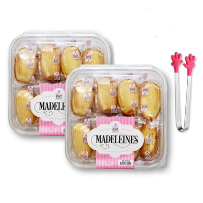 Sugar Bowl Bakery Madeleines Petite French Tea Cake Cookies Individually Wrapped 28 Oz. X 2 with 1 Bonus Mini Silicone Tongs 3-Pc Set