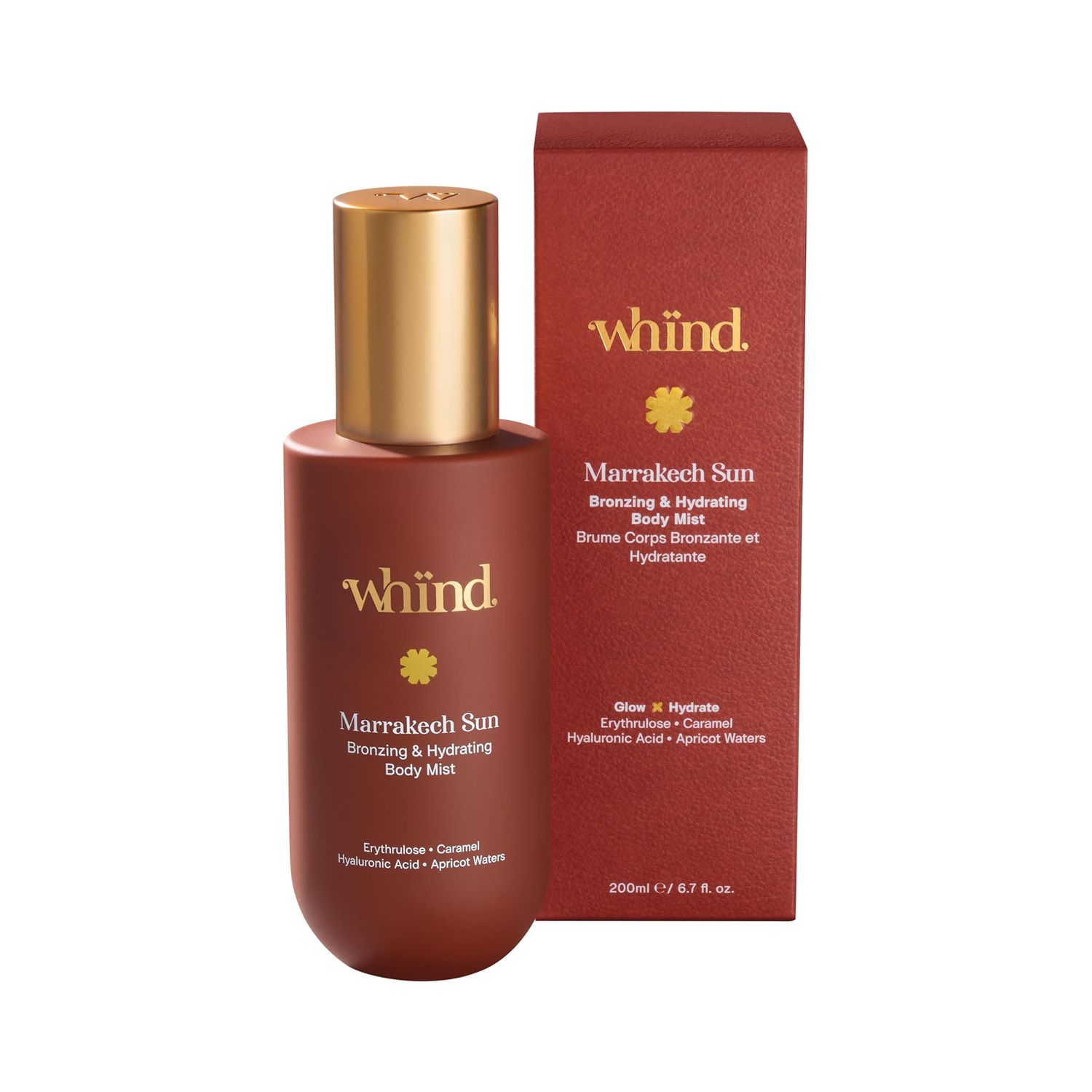 WHIND Hydrating Self-Tanning Body Mist - Lightweight Bronzing Spray with Hyaluronic Acid &amp; Glycerin for a Natural Tan - 200ml