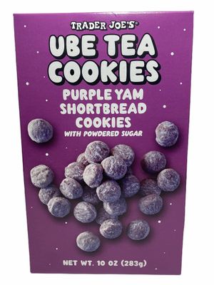Trader Joe&#39;s Ube Tea Cookies Purple Yam Shortbread Cookies with Powdered Sugar, 10 oz Pack of 1