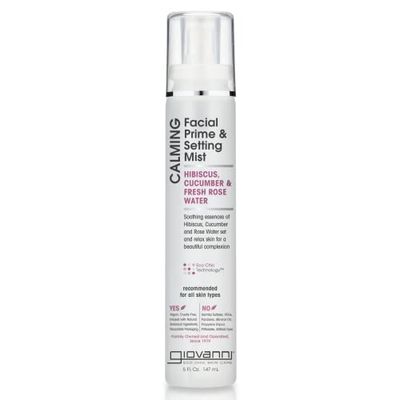 GIOVANNI Calming Facial Prime Setting Mist - Hibiscus, Cucumber &amp; Fresh Rose Water, Set &amp; Relax Skin for a Beautiful Complexion, On the Go Hydration, Use Before &amp; After Applying Makeup - 5 Fl oz