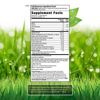 Irwin Naturals Extra Strength Ashwagandha Mind &amp; Body Adaptogenic Herbs Supports Stress Response, Mood, Mental &amp; Physical Performance with Cordyceps, Turmeric, BioPerine &amp; More - 60 Liquid Softgels