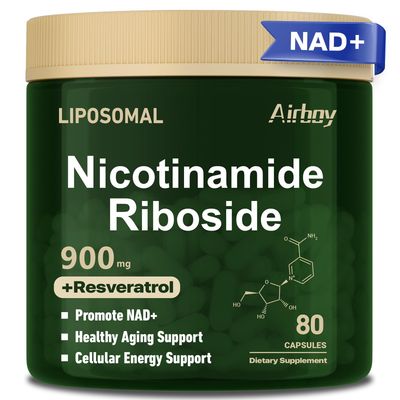 Airboy Liposomal Nicotinamide Riboside 900 mg, NAD Supplement with Resveratrol,NMN Alternative NAD Booster Support Anti-Aging, Energy, Focus - 80 Capsules