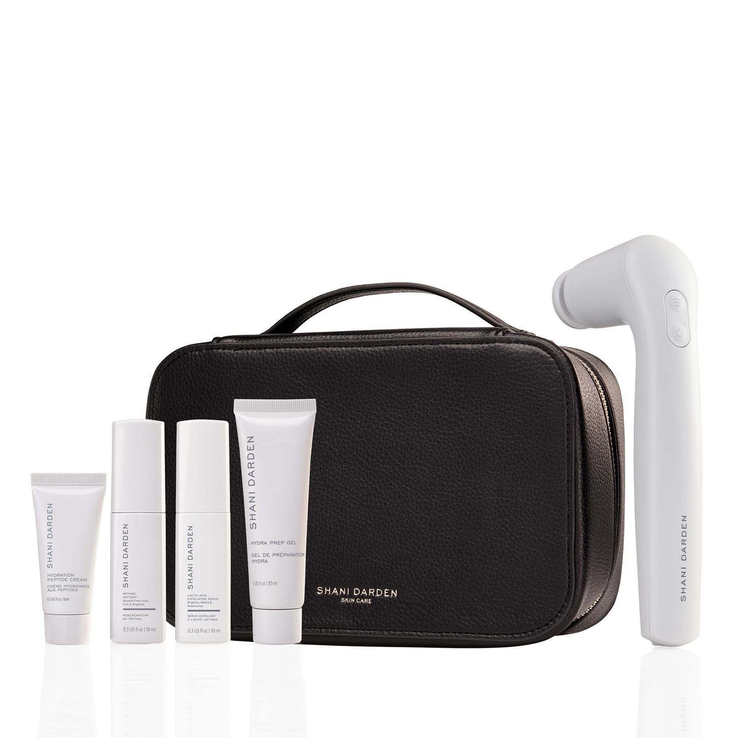 SHANI DARDEN SKIN CARE Sculpt &amp; Firm Travel Kit, Facial Sculpting Wand, Attachments, Retinol Reform &amp; Lactic Serums, Peptide Cream &amp; Pep Gel, 7 Items