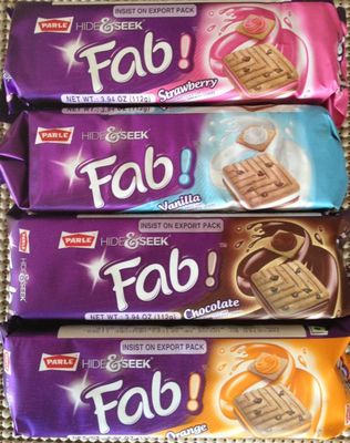 Variety Pack: Parle Hide &amp; Seek Fab! Choco Chip ONE Pack Each of 112g,Strawberry