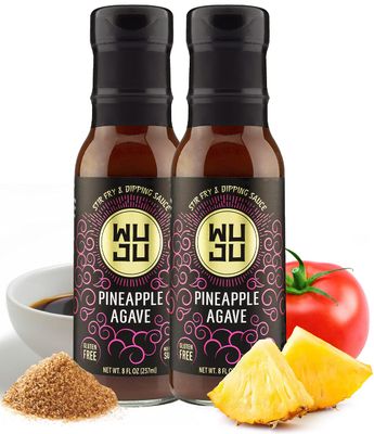 WUJU Pineapple Agave Sauce - Naturally Gluten Free Sweet And Sour Sauce - Unique Combination of Umami, Pineapple Agave &amp; Apple - Duck Sauce wAll Natural Ingredients &amp; No Preservatives - 2 x 8 Ounce
