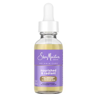 SheaMoisture Melanin Care 4-in-1 Acne Treatment Serum with 2 Salicylic Acid Nourished &amp; Radiant for Calming, Hydrating &amp; Treating Acne, with Niacinamide Elderberry Complex, 1 Fl oz