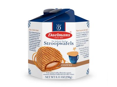 Daelmans Coffee Flavored Caramel Stroopwafels - Waffle Cookies, Sweet Snack for Coffee &amp; Tea, Authentic Soft Toasted Dutch Waffles, Cinnamon, Vanilla, Certified Kosher Dairy - 8.11 oz Pack of 1
