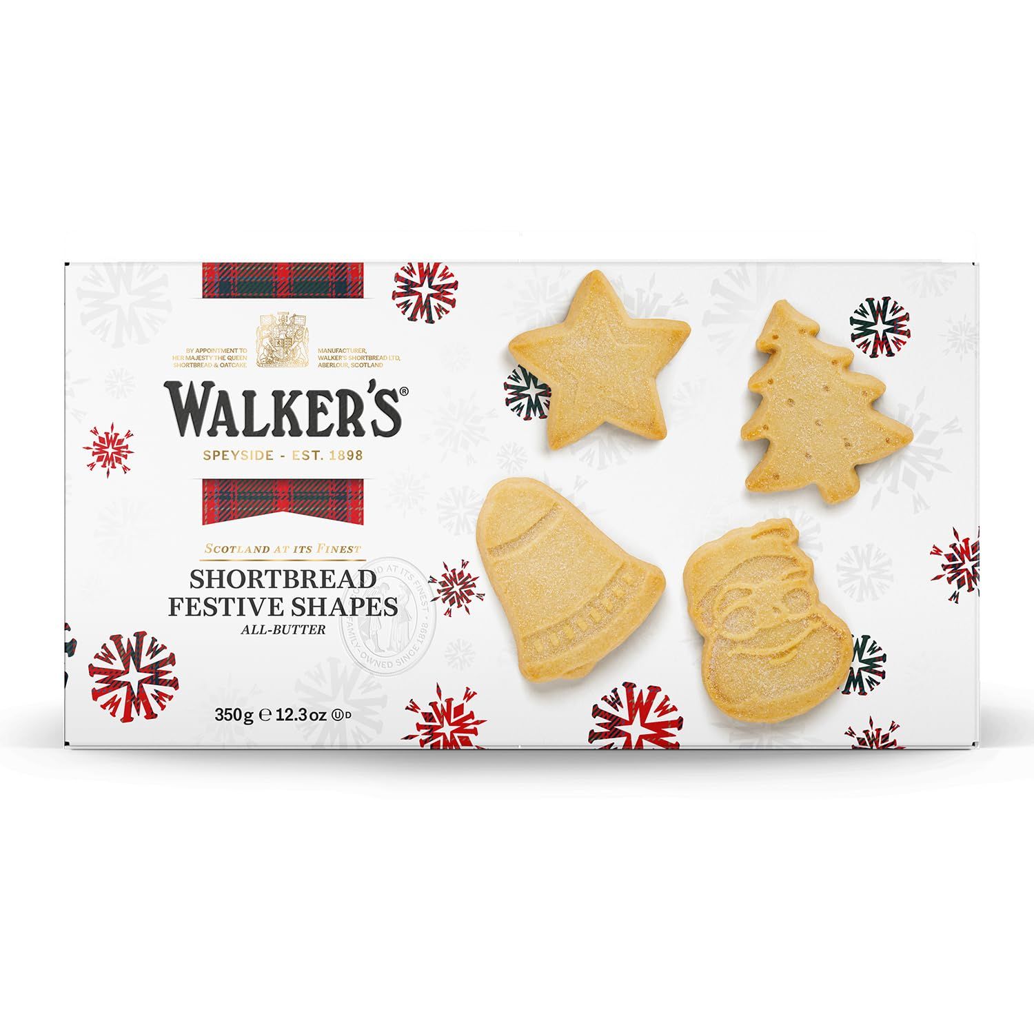 Walkers Assorted Shortbread Cookies in Festive Shapes - Pack of 2 Shortbread Cookie Boxes - Includes Christmas Tree, Bell, Star and Santa Claus Shaped Christmas Cookies