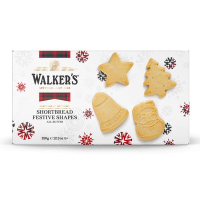 Walkers Assorted Shortbread Cookies in Festive Shapes - Pack of 2 Shortbread Cookie Boxes - Includes Christmas Tree, Bell, Star and Santa Claus Shaped Christmas Cookies