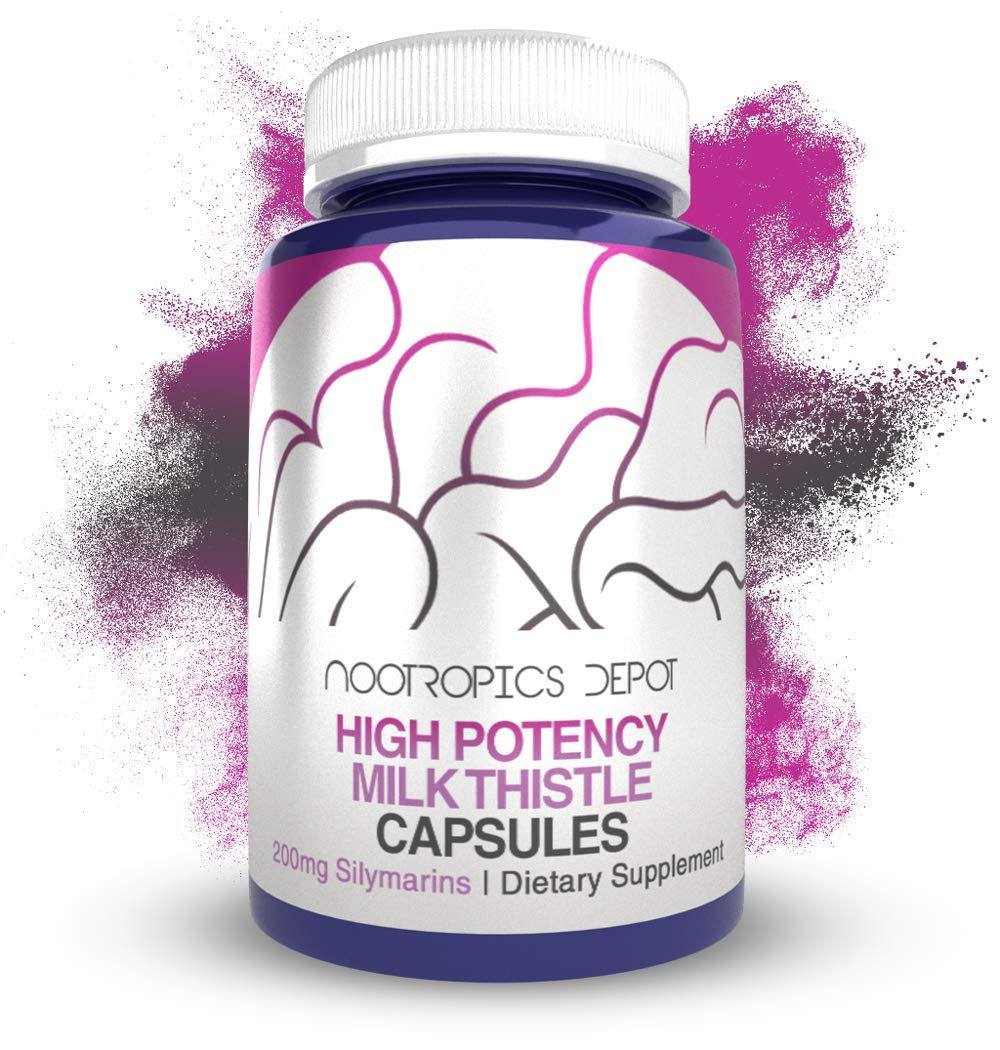 High Potency Milk Thistle Extract Capsules 200mg of Silymarins from Silybum marianum 60 Count