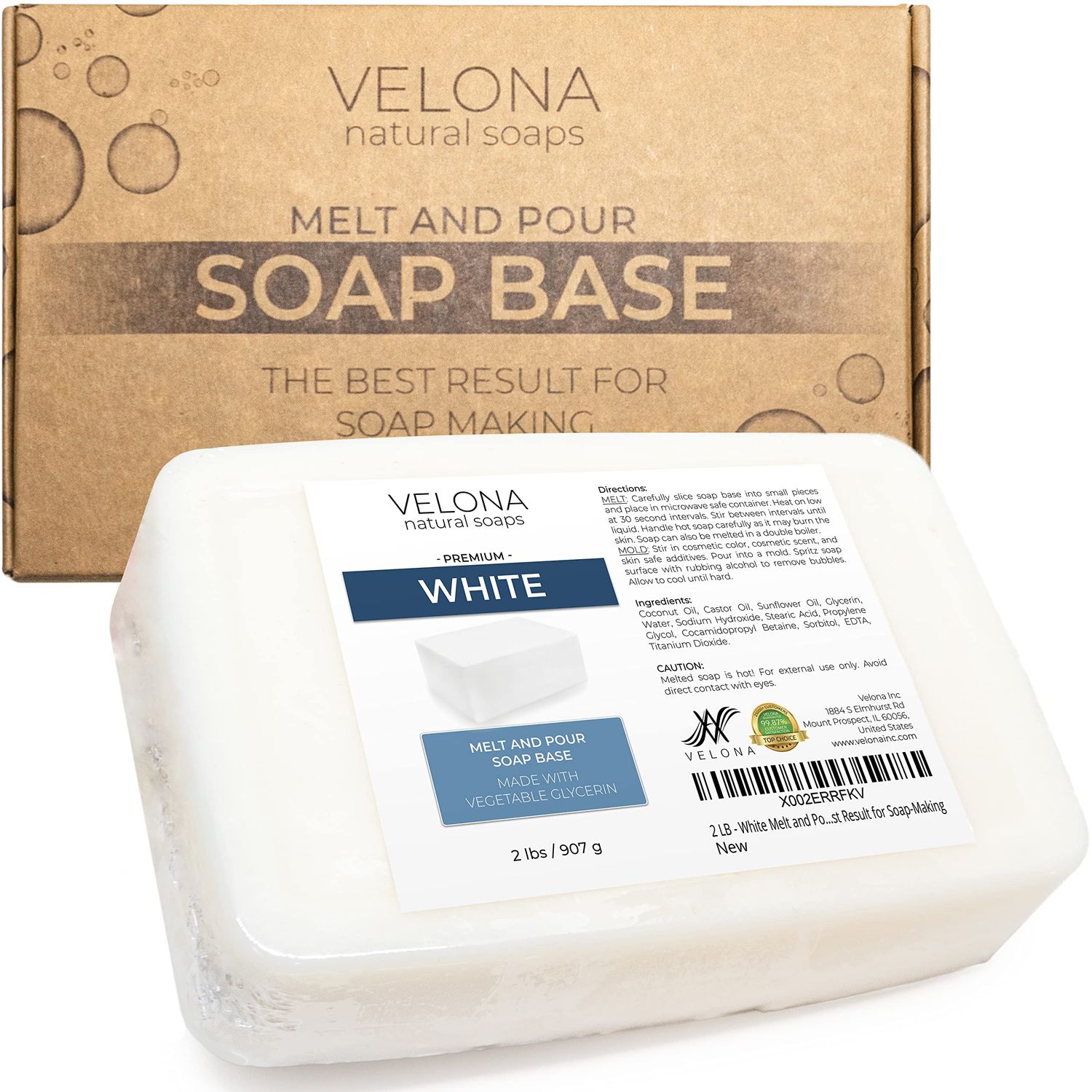velona 2 LB - White Melt and Pour Soap Base SLSSLES free Natural Bars for The Best Result for Soap-Making