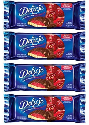 Delicje European Biscuits Cherry Filling Pack of 4