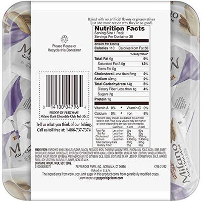 Pepperidge Farm Dark Chocolate Milano Cookies 22.5 oz, 30-count Pack of 2