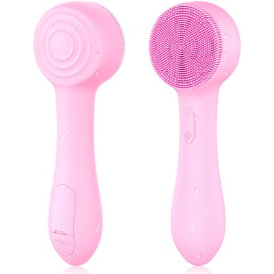 Facial Cleansing Brush Silicone Face Scrubber Waterproof Rechargeable Exfoliator Massage Device for Men &amp; Women, Deep Pore Cleansing, Exfoliating, Removing Blackhead Electric Face Scrub Brush Pink