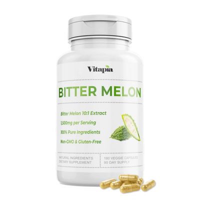 Vitapia Organic Bitter Melon Extract for Strong Digestive, Gut Health, Liver Function, Heart Health Support - 10:1 Ratio &amp; 180 Veggie Capsules - Non-GMO, Gluten-Free, Vegan-Friendly