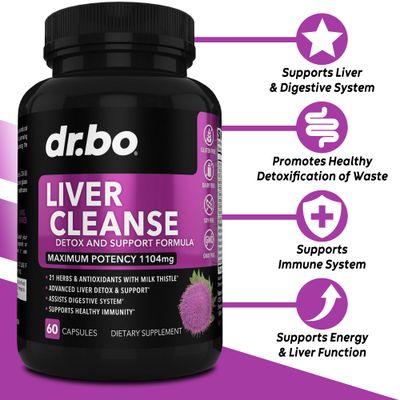 Liver Cleanse Detox Support Supplement - Complete Health Repair Pills with Artichoke, Berberine, Turmeric Herbs - Aid Gallbladder Care Formula Capsules & Natural Milk Thistle Dandelion Supplements
