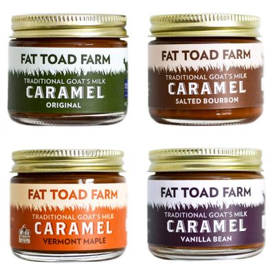Fat Toad Farm Petit Quartet, 2oz, Traditional Goats Milk Caramel Sauce, Original, Salted Bourbon, Vanilla Bean, Vermont Maple, Cajeta, Gluten Free