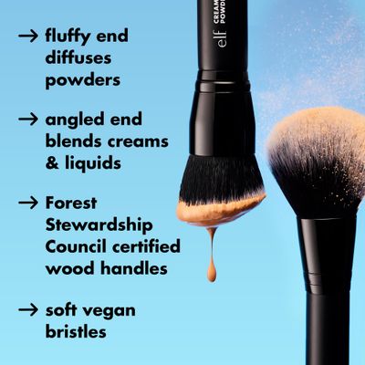 e.l.f. Powder Brush, Versatile Makeup Brush For Powder, Blush &amp; Bronzer, Creates A Sculpted Look, Made With Synthetic Bristles, Vegan &amp; Cruelty-Free