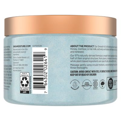 SheaMoisture Shea Sugar Body Scrub Manuka Honey Oatmeal for smooth & exfoliating Smooth and Exfoliating Body scrub with 24h shea moisture nutrients 12 oz