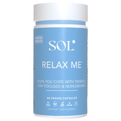 Sol Nutrition Relax Me - Natural Calming Relief for Stress, Tension, &amp; Worry - 15x More Effective - Support Mood, Relax The Mind &amp; Body - Supplements for Adults - Non-Drowsy - 60 Vegetarian Capsules