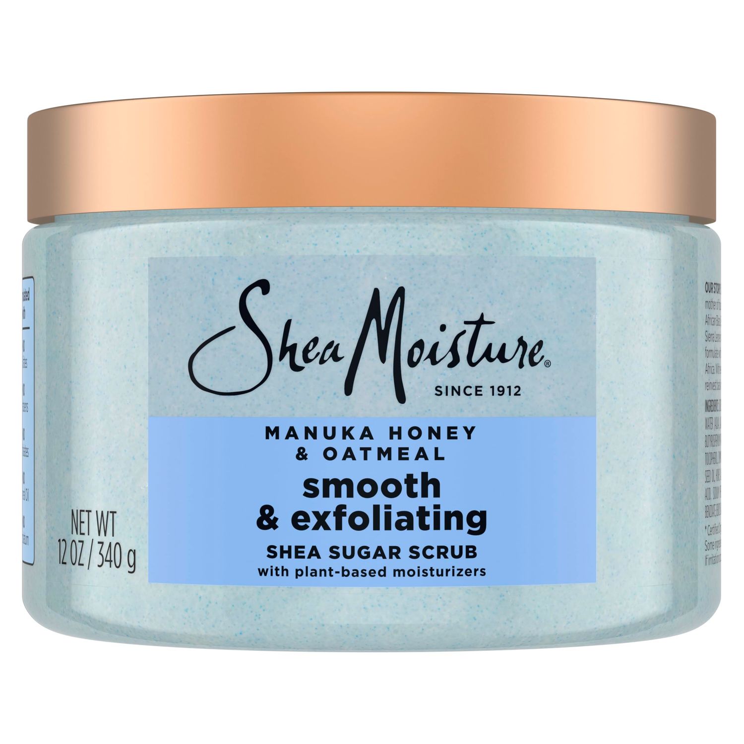 SheaMoisture Shea Sugar Body Scrub Manuka Honey Oatmeal for smooth &amp; exfoliating Smooth and Exfoliating Body scrub with 24h shea moisture nutrients 12 oz