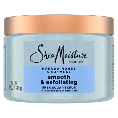 SheaMoisture Shea Sugar Body Scrub Manuka Honey Oatmeal for smooth &amp; exfoliating Smooth and Exfoliating Body scrub with 24h shea moisture nutrients 12 oz