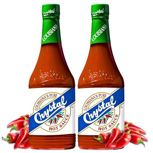 Crystal Hot Sauce 12oz Pack of 2 - Louisiana&#39;s Pure Hot Sauce, Original Flavor - Low Fat - Low Sodium - Perfect for Spicing Up Sandwiches, Soups, Stews, Fries and More