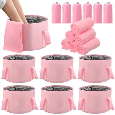 FillTouch 12 Pcs 15L Foldable Foot Soaking Tub Kit Portable Foot Bath Tub Foldable Foot Basin Bath Foot Tub for Soaking Feet with Towel and Storage Bag Soak Spa Bucket for Travel Camping Pink