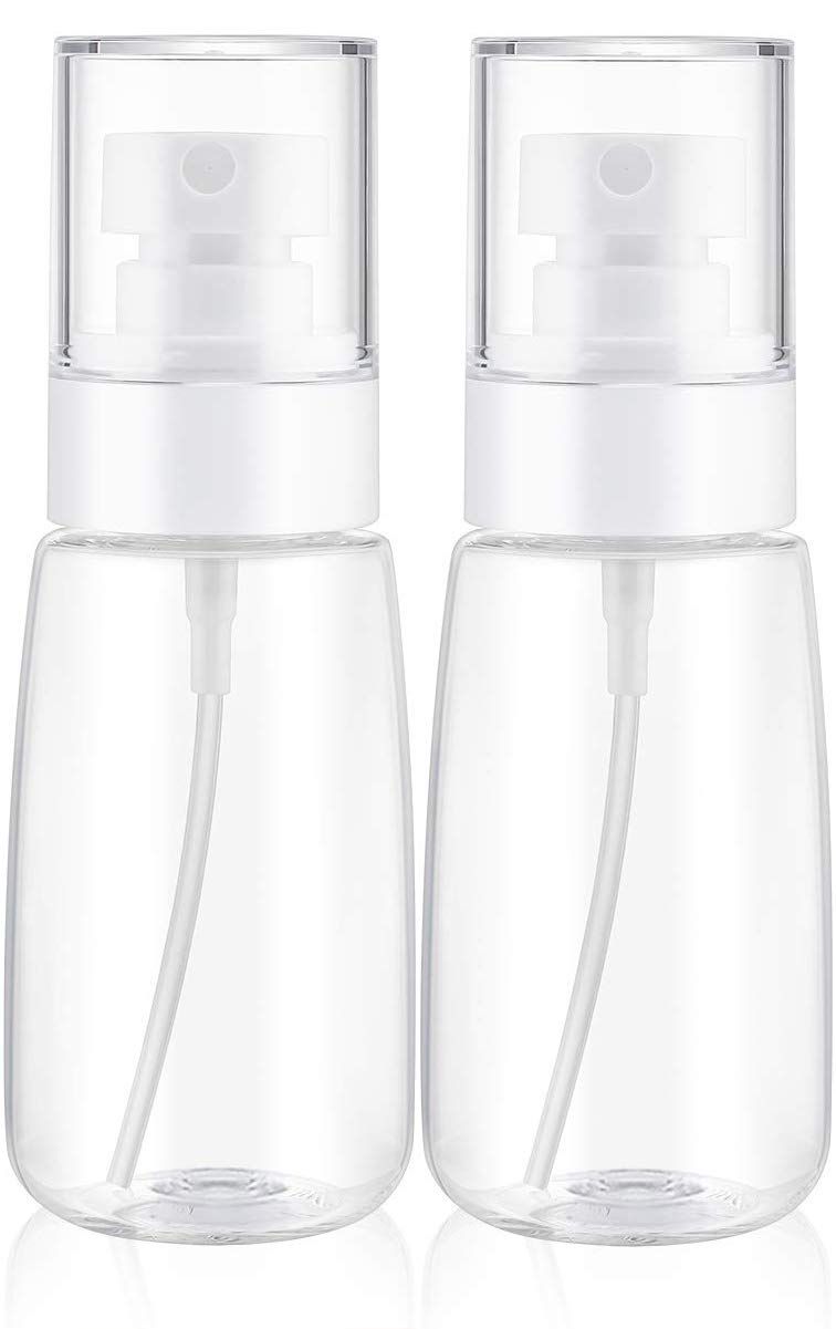 TOSERSPBE Spray Water Bottle Hair Mister, Fine Mist Stylist Sprayers 360 Empty Small Misting Spritzer, Perfume Atomizer with Pump Clear Containers 2PCS2oz