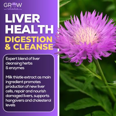 grow vitamin Liver Cleanse Detox Capsules wUnique Blend of Milk Thistle, Artichoke &amp; Dandelion Extract - Liver Supplement Includes Turmeric, Beetroot &amp; Choline - 60 Capsules