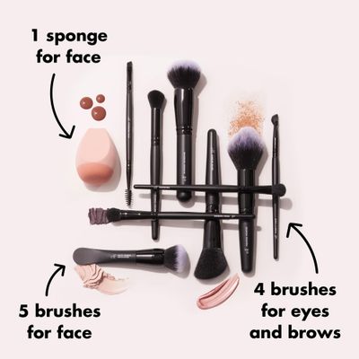 e.l.f. Ten Out Of Ten Brush Set, 10 Piece Brush Kit, Brushes For Face Makeup, Eyes, Brows &amp; More, Made With Synthetic Bristles, Vegan &amp; Cruelty-Free