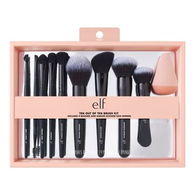 e.l.f. Ten Out Of Ten Brush Set, 10 Piece Brush Kit, Brushes For Face Makeup, Eyes, Brows &amp; More, Made With Synthetic Bristles, Vegan &amp; Cruelty-Free