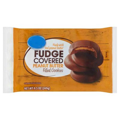 Fudge Covered Peanut Butter Filled Cookies, Real Cocoa &amp; PB, Great Snack Snacking Kosher Food Dessert Treat, 9.5 oz Value Pack