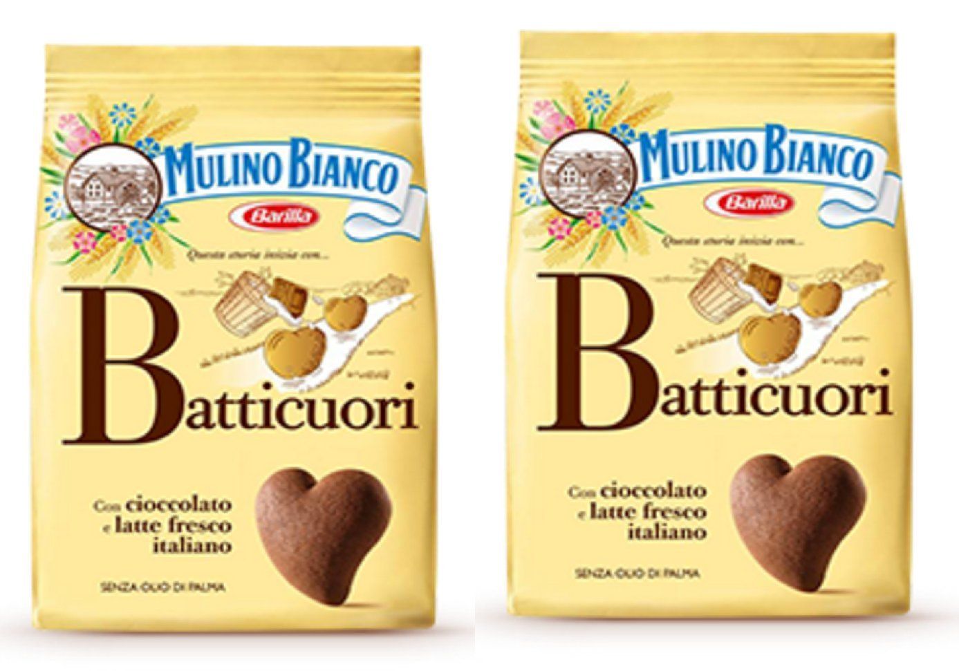 Mulino Bianco: Batticuori shortbread with chocolate - 12.34 Oz 350g Pack of 2 Italian Import