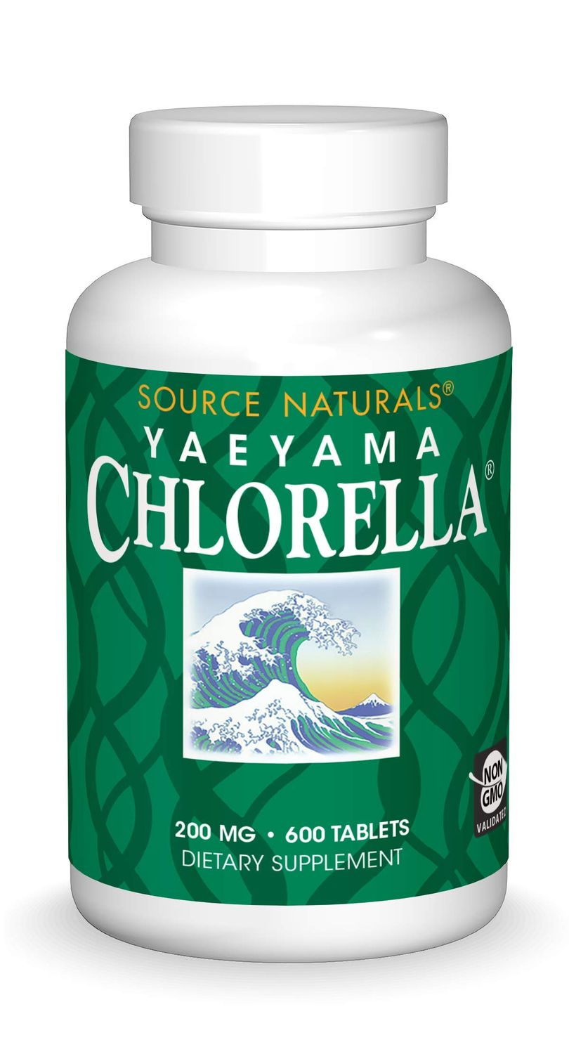 Source Naturals Yaeyama Chlorella Green Superfood, Plant-Based B12 - 200 mg, 600 Tablets