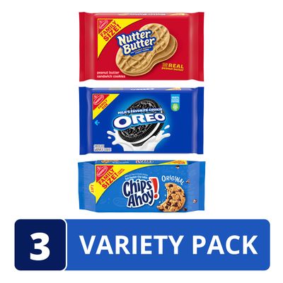 OREO, CHIPS AHOY! &amp; Nutter Butter Cookies Variety Pack, Family Size, 3 Packs
