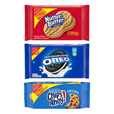 OREO, CHIPS AHOY! &amp; Nutter Butter Cookies Variety Pack, Family Size, 3 Packs