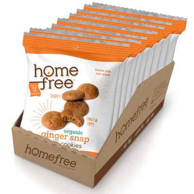 Homefree Mini Ginger Snap Cookies, Organic, Gluten Free, Nut Free, Vegan, Individually Wrapped Packs, School Safe and Allergy Friendly Snack, 0.95 oz. Pack of 10