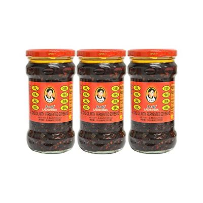 LaoGanMa Chili Oil With Fermented Soybeans ??????? 9.88 Oz. Pack of 3