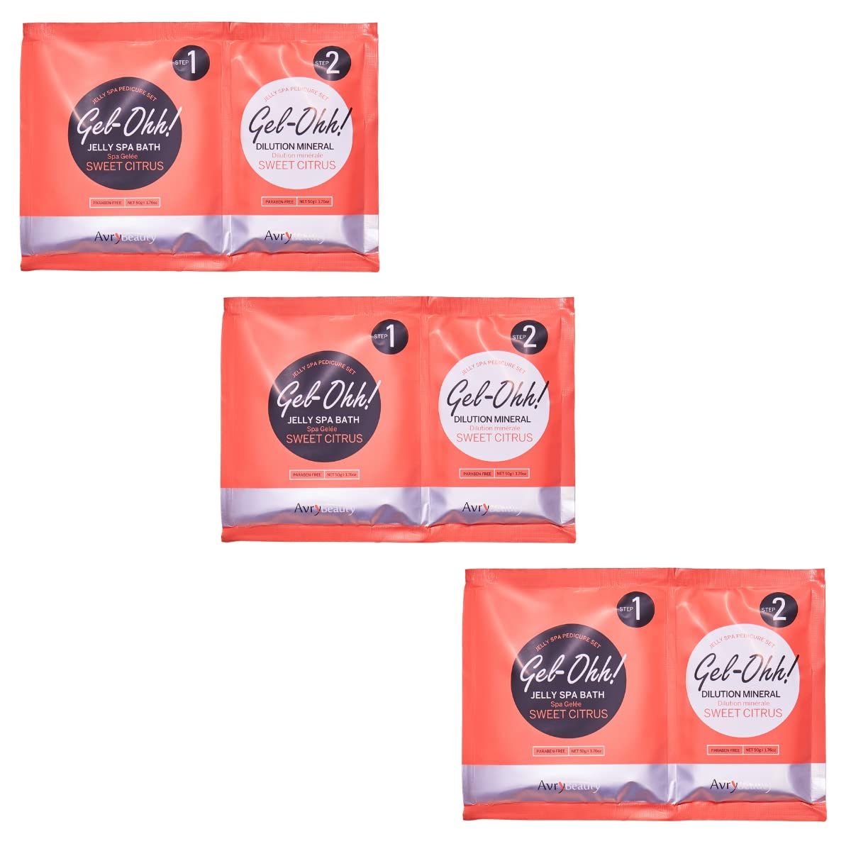 AvryBeauty Gel-Ohh Jelly Spa Bath 3 pack, Citrus Fresh, Citrus Scented, Vitamin C , Jelly Pedicure, Salon Services, Pedicure, Salon Pedi, Relaxation, Heat &amp; Aroma Therapy, Foot Care