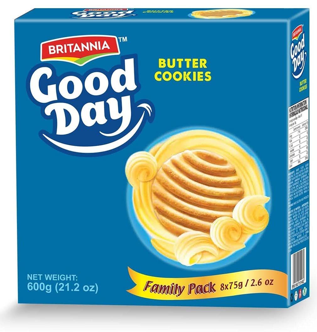 Britannia Good Day Butter Cookies Family Pack 21.2oz 600g - Breakfast &amp; Tea Time Snacks - Delicious Grocery Cookies Pack of 1