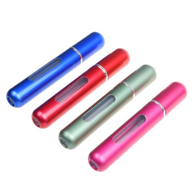 Kare &amp; Kind 4x Mini Perfume Atomizer Bottles - Refillable Pump Spray Cases - Stainless Outer Shell with Transparent Glass Vial - For Perfumes, Body Sprays, Facial Mists, Oils - GreenBluePinkRed