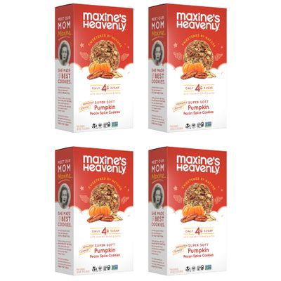 Maxine&#39;s Heavenly Pumpkin Cookies Gluten Free Pumpkin Spice Cookies with Pecans Made with Oats, Sweetened with Coconut Sugar &amp; Dates Tasty Low Sugar Vegan Dessert 7.2 Ounces Each 4 pack