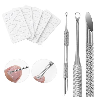 KACHIMOO Cuticle Pusher with 2 Ends,Pre-treatment Cuticle Pusher Cuticle Remover with Sandpaper Sheets,Nail Art Dead Skin Removing Manicure Tool 1 Cuticle Pusher5 Sandpaper Sheets