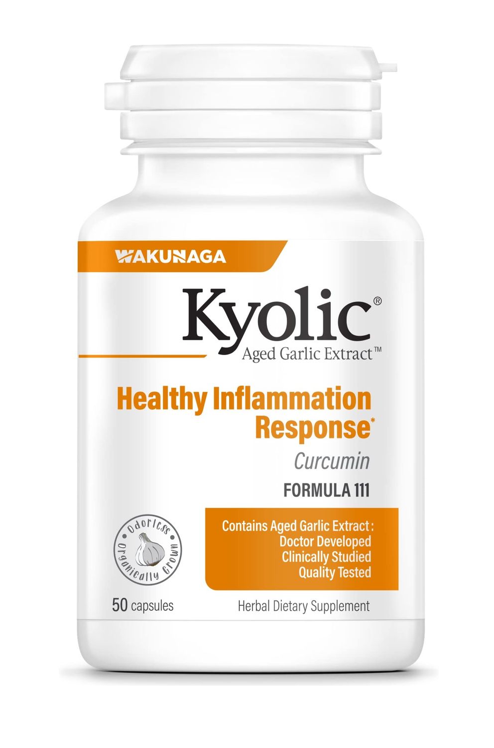 Kyolic Aged Garlic Extract Formula 111, Healthy Inflammation Response, 50 Capsules Packaging May Vary