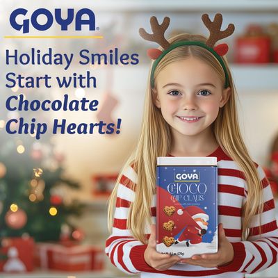 Goya Christmas Cookie Gift Collection, Festive Chocolate Claus Chip Heart-Shaped Christmas Cookies in Tin, Holiday Treats for Family & Friends, 9.5 oz