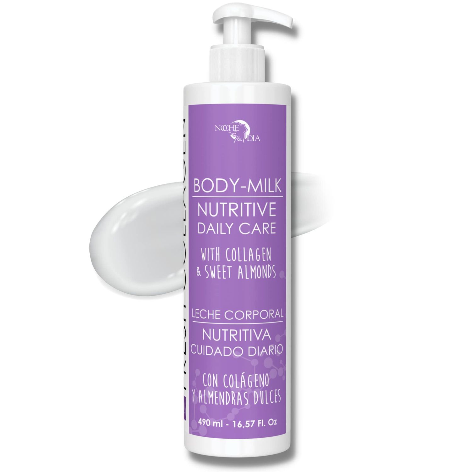 Noche Y Dia Fresh Collagen Body Milk - Moisturizing and Firming Lotion for Dry Skin with Lactic Acid &amp; Glycine - 500mL 16.57 fl oz