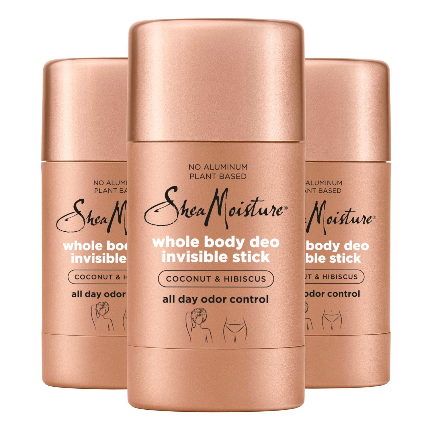 SheaMoisture Invisible Deo Stick Coconut &amp; Hibiscus 3count Whole Body Plant Based, No Aluminum 2.6 oz